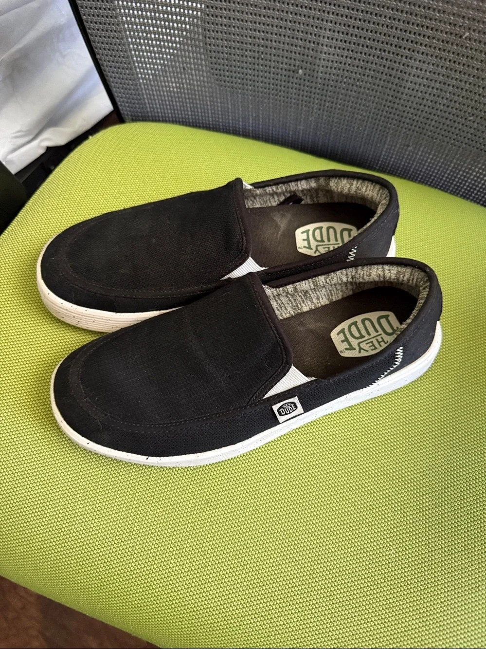Hey Dude Black Slip On EUC W9